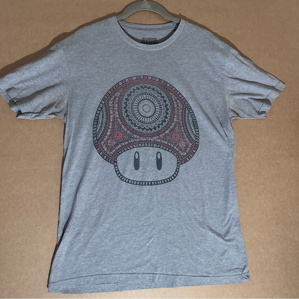 Nintendo Gray T-Shirt with Mushroom Graphic